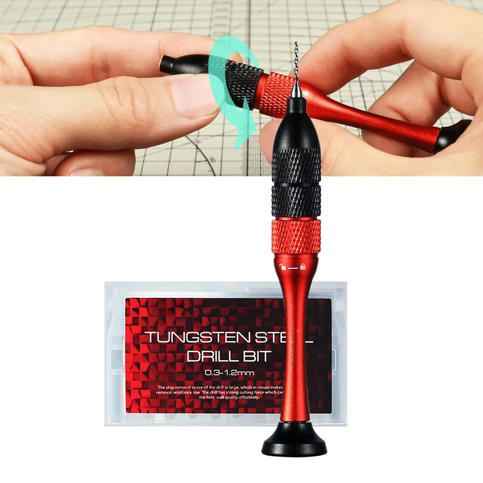 DSPIAE AT-SHD Précision Perceuse À Main Ensemble Pour Hobby DIY Modèle Outil Exécutif En Alliage D'aluminium Rouge