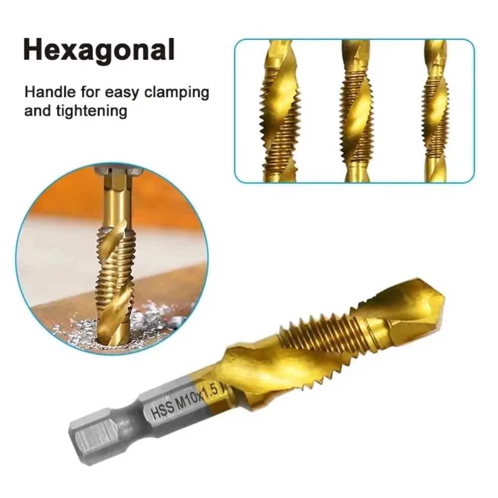 Perceuse HSS multifonctionnelle, taraudage, robinet en spirale intégré, perceuse électrique à main, outil de taraud, Machine à chanfrein, robinet Composite 6 pièces