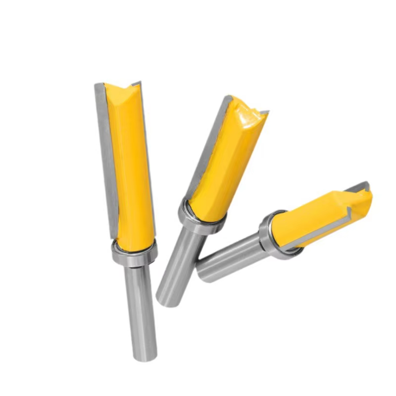 Mèche de routeur droite guidé à roulement à tige de 8 mm - Coupe-bordure affleurante de 14 mm de diamètre pour la copie de modèles et le profilage des bords