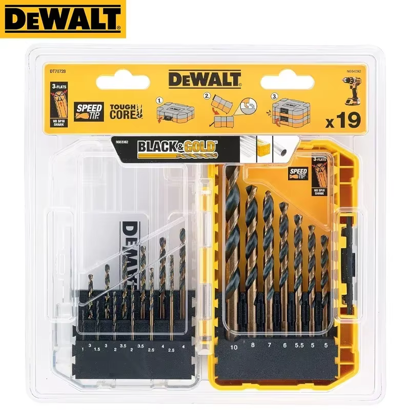 Haute dureté noir et or foret hélicoïdal ensemble 1-10mm forets électriques Kit 19 pièces accessoires pour outils