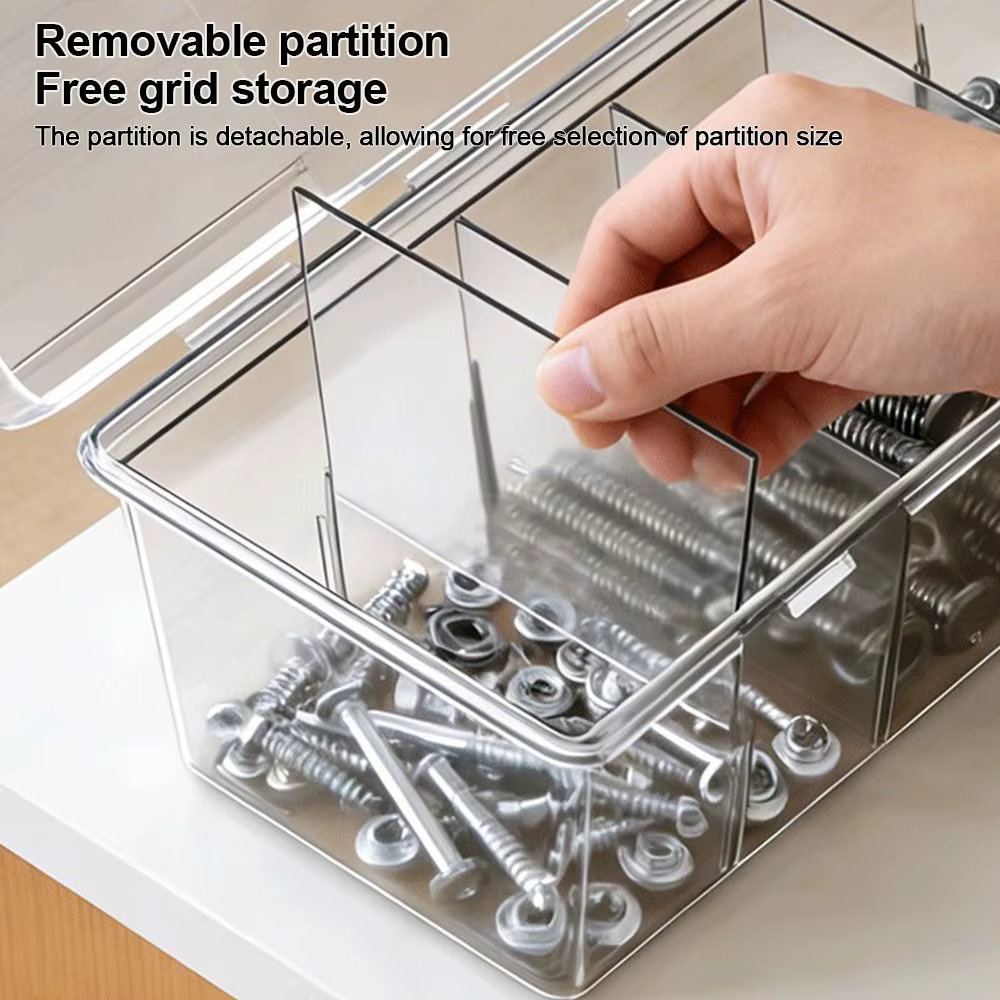 Boîte de rangement d'outils en plastique transparente