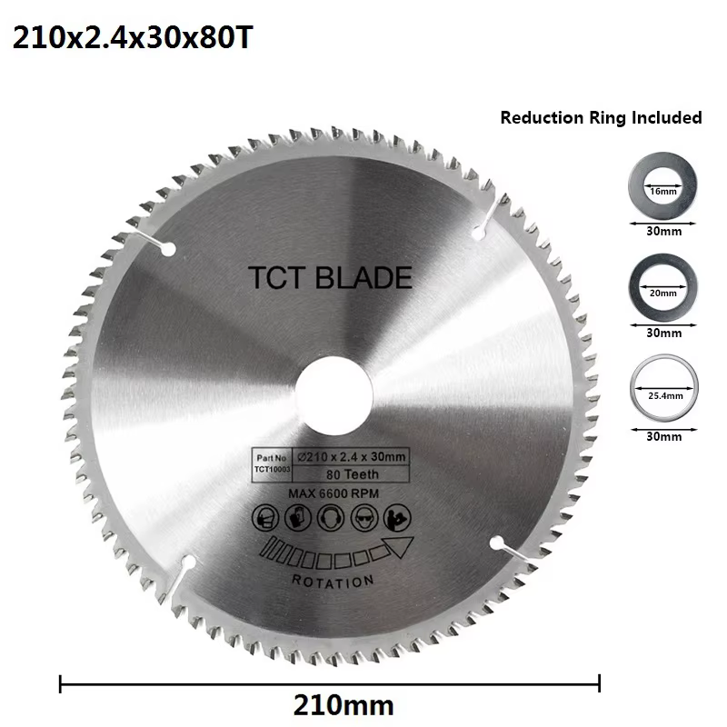 XCAN lame de scie circulaire 210x30mm 80T TCT disque