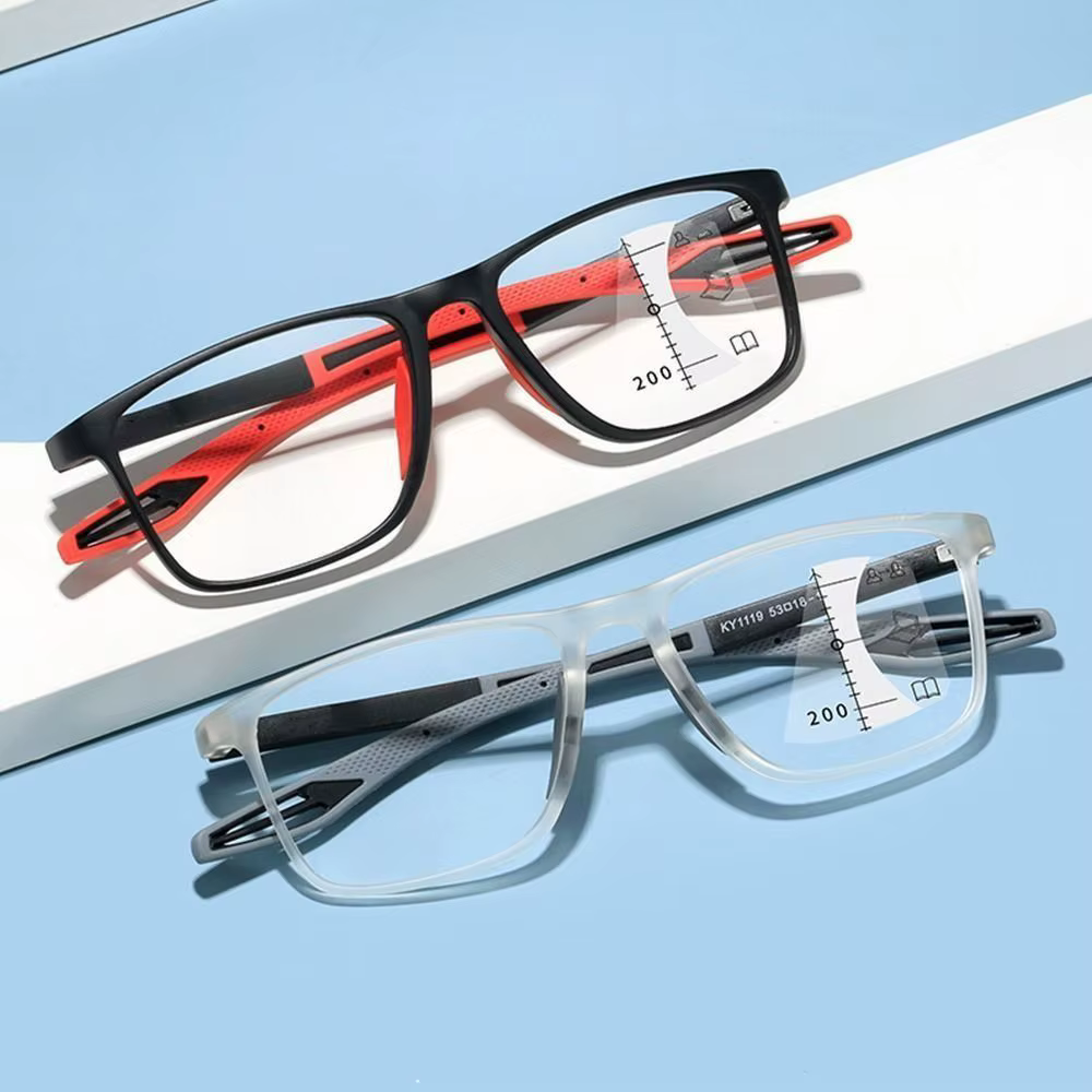 Lunettes de lecture progressives multifocales souples TR90, Anti-lumière bleue, pour hommes et femmes, à grande monture, pour la vue de loin ﻿