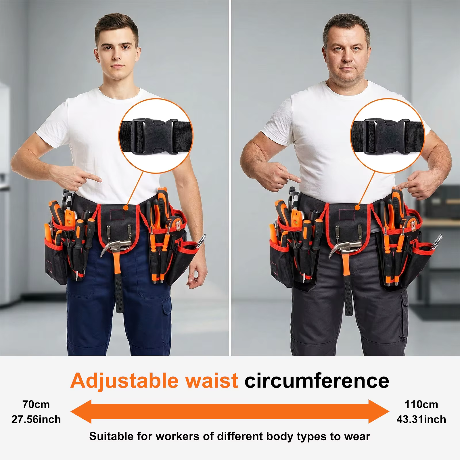 Ceinture porte-outils magnétique réglable multi-poches pour marteau