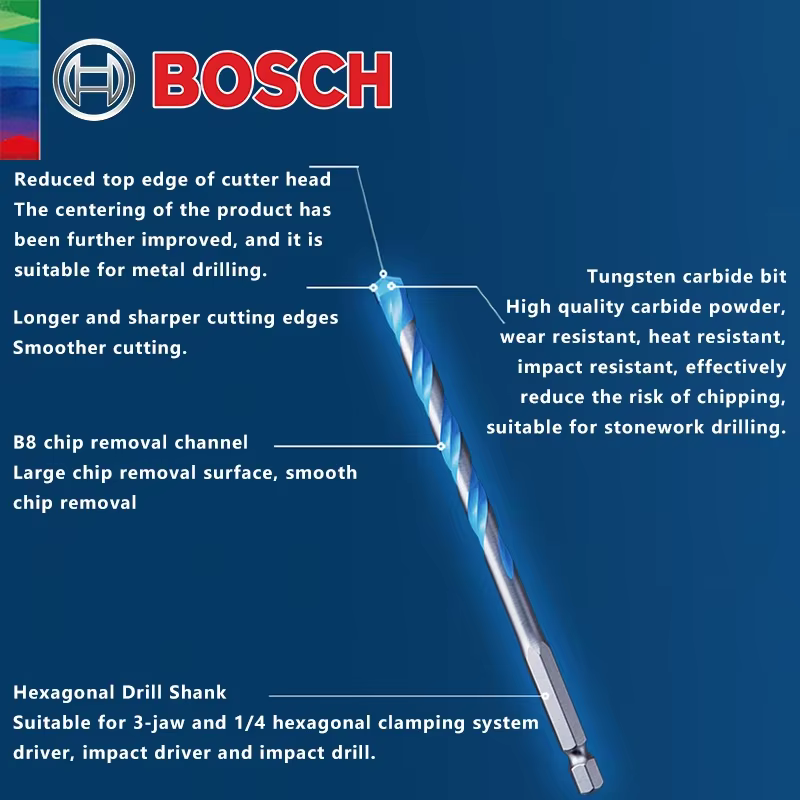 Forets hexagonaux Bosch 4/5/6/6/8mm 5 pièces pour carrelage