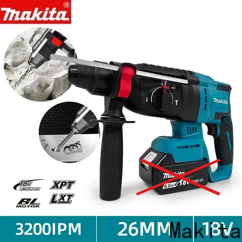 Makita Perceuse à percussion rotative sans fil 18V sans balais 26 mm - Outil électrique sans fil haute performance