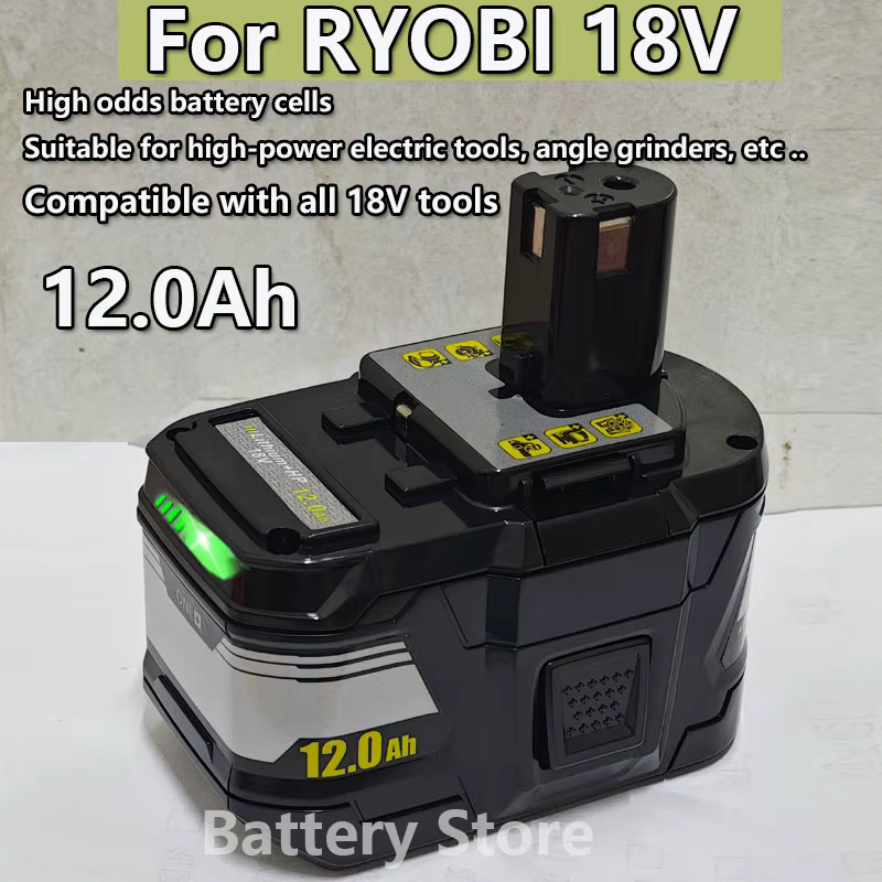 Nouvelle batterie haute performance RYOBI 18V 12.0Ah-15C l-ion adaptée à tous les outils électriques de la série P104 P108 P109 RB18L50 RB18L20