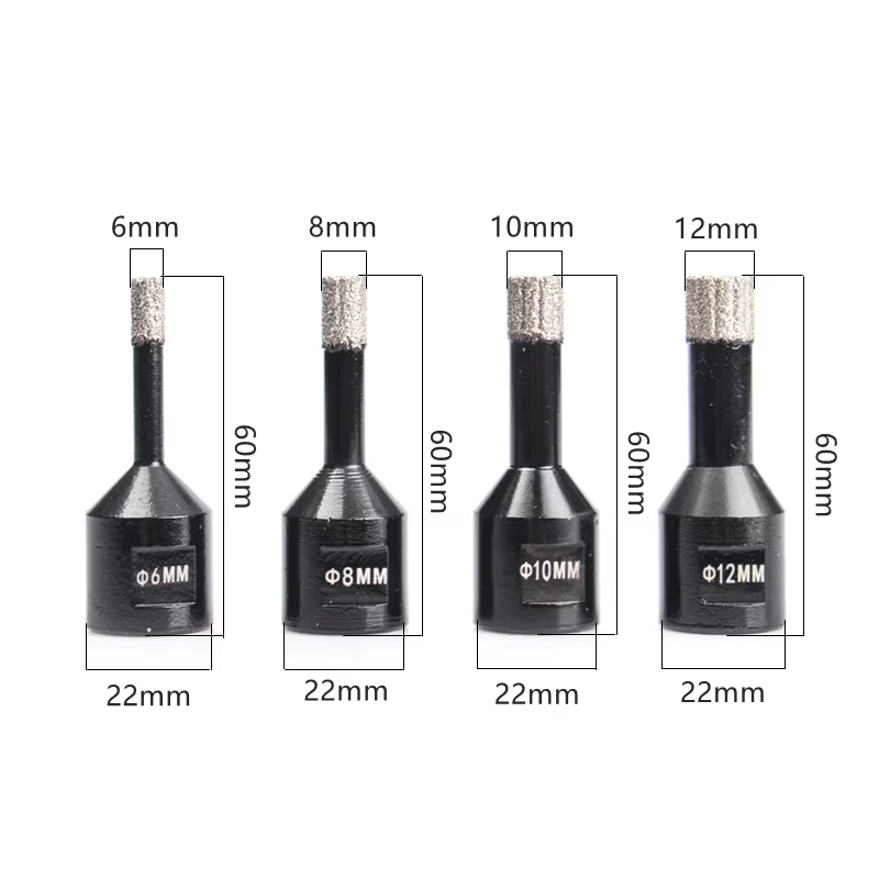Scie cloche diamantée brasée sous vide à filetage M14 de 6-12 mm pour carrelage céramique